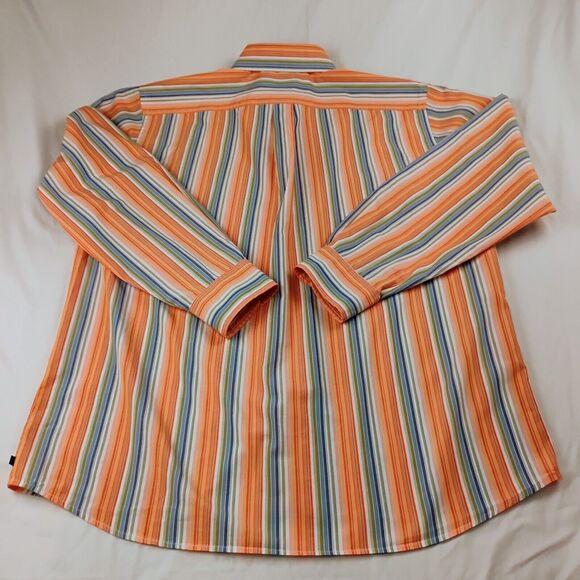 VTG GAP Orange, Blue & Green Striped LS Classic Cut Shirt Men's Size Large - Picture 4 of 5